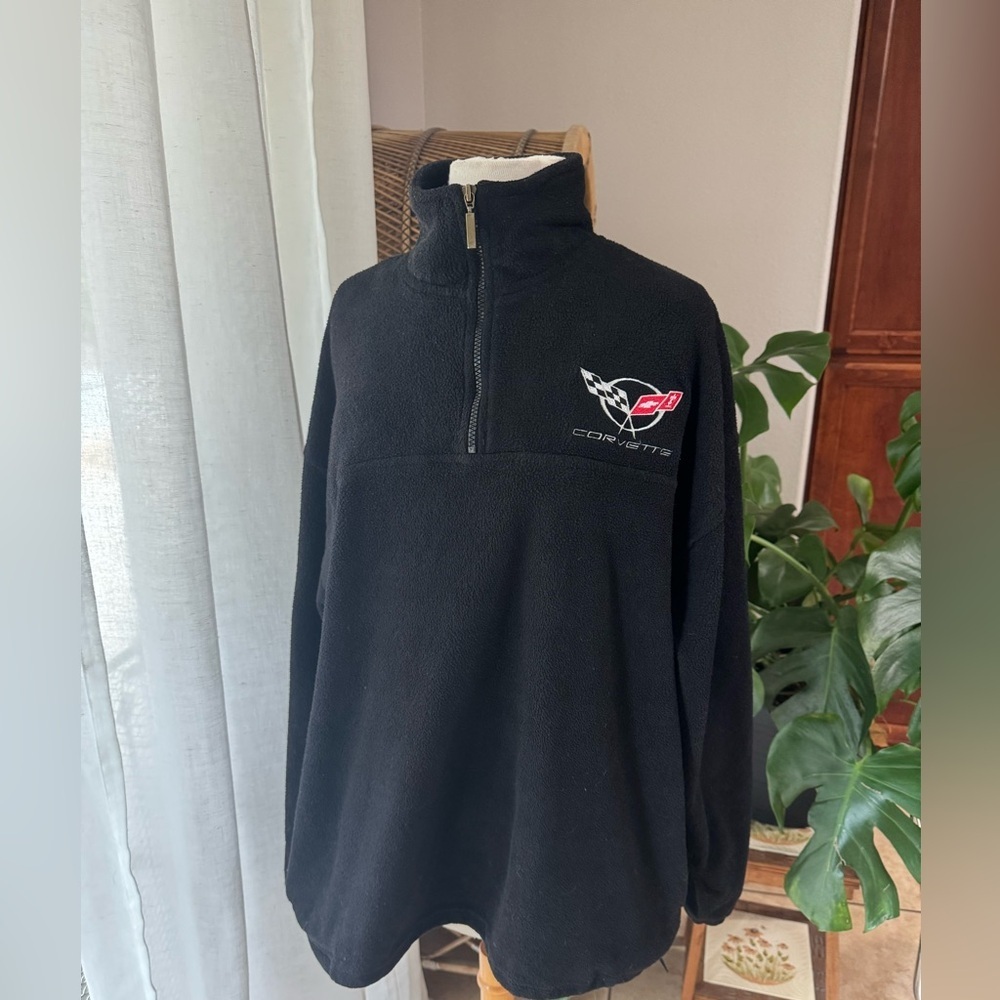 XNT vintage corvette 1/2‎ zip pullover fleece Black Men's Sweater